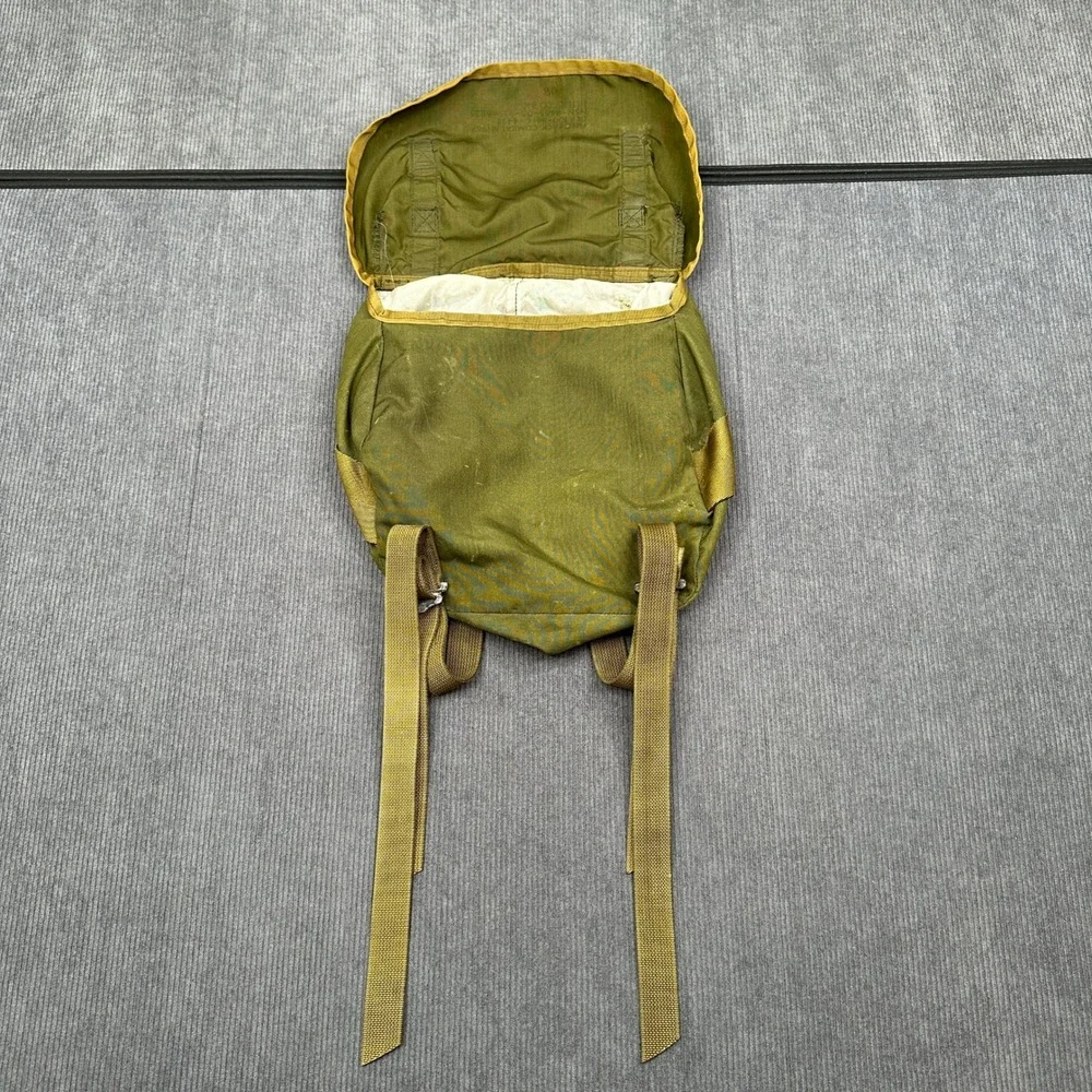 Vintage US Army Field Pack Olive Drab Canvas Combat Bag US Stamped 1214